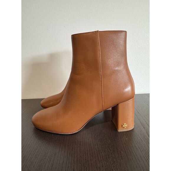Tory Burch Brooke Stamped Heel Leather Ankle Boots 8 Women’s Booties $438 - Picture 3 of 7